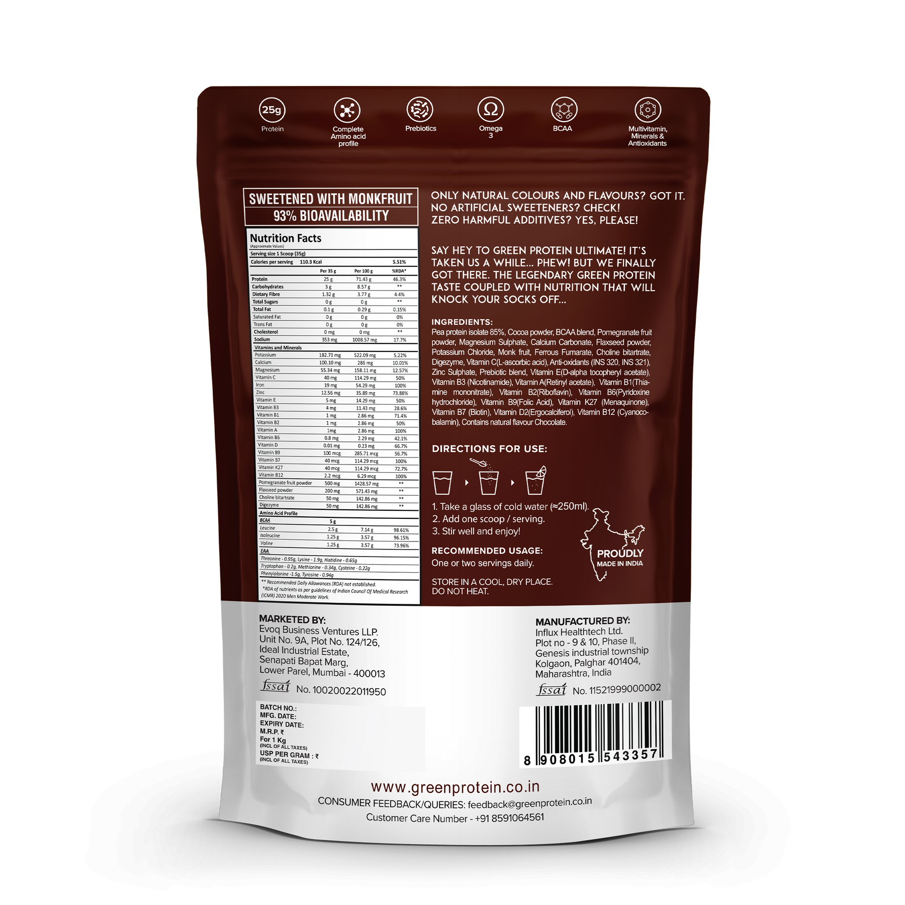 Chocolate 25g Plant Protein - Pack of 1kg - Ultimate