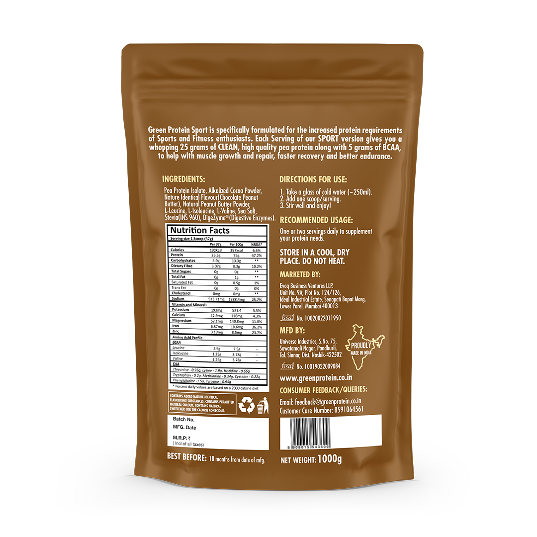 Chocolate Peanut Butter 25g Plant Protein - Pack of 1kg - Sport