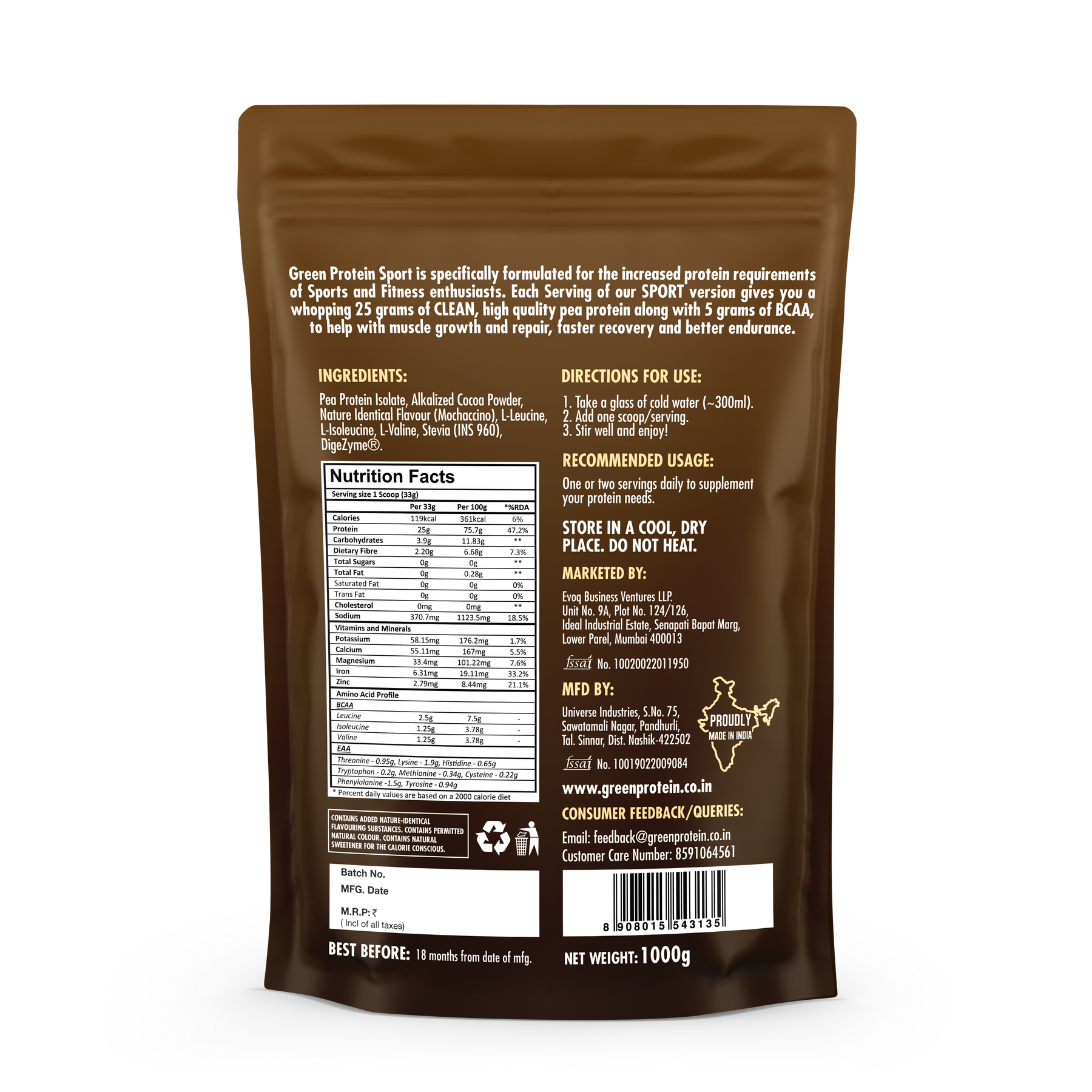 Mochaccino 25g Plant Protein - Pack of 1kg - Sport