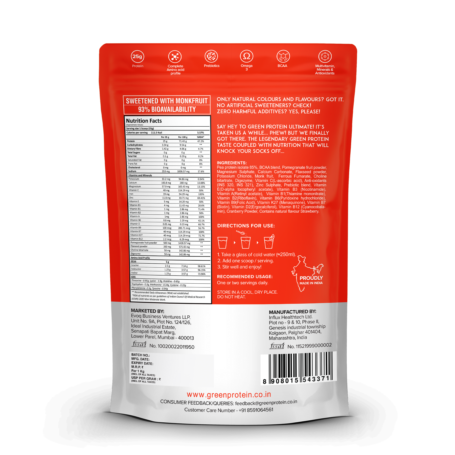 Strawberry 25g Plant Protein - Pack of 1kg - Ultimate