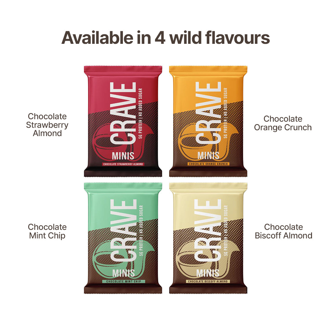 Crave Minis Limited Edition Assorted Bars | 5g Plant Protein | Pack Of 20