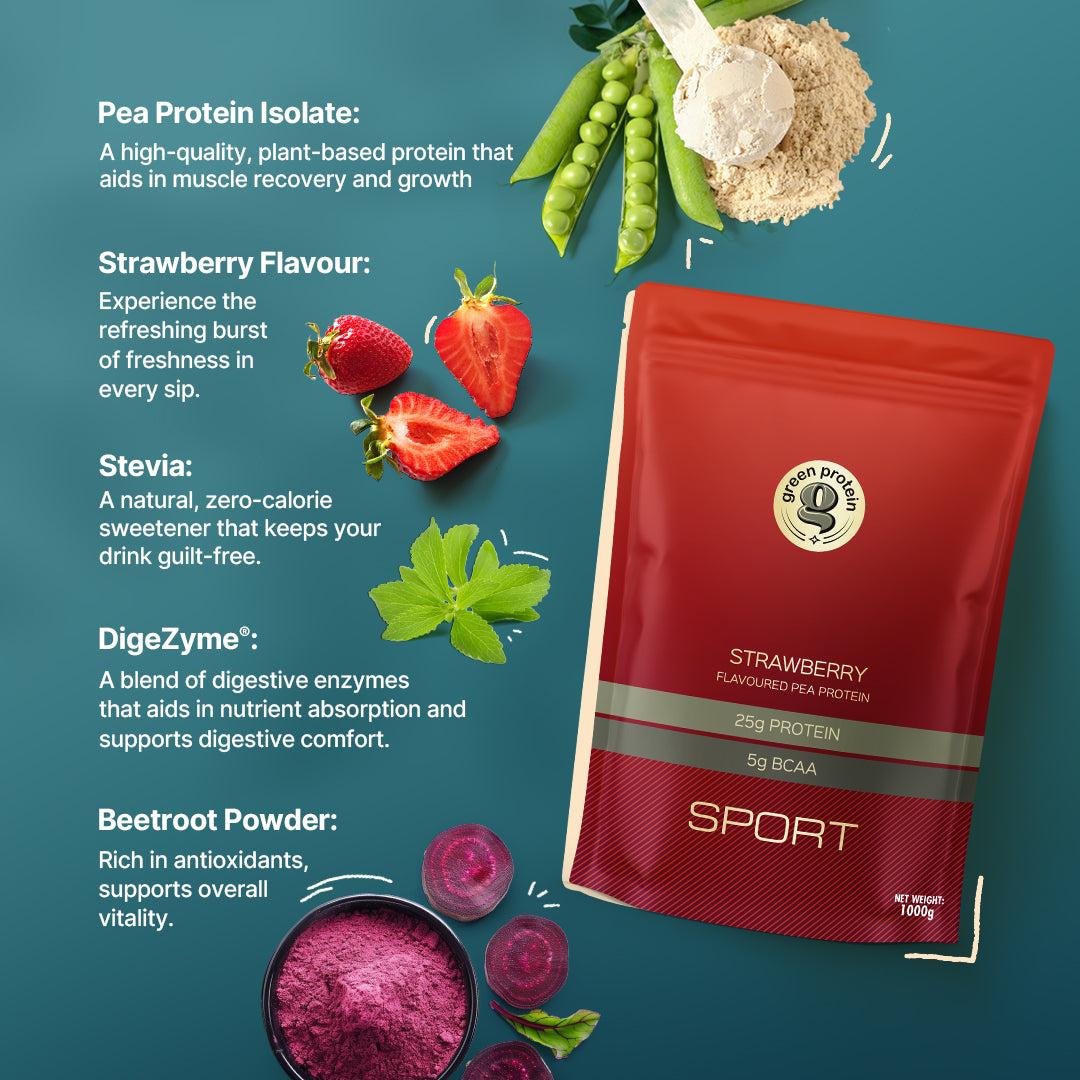 Strawberry 25g Plant Protein - Pack of 1kg - Sport